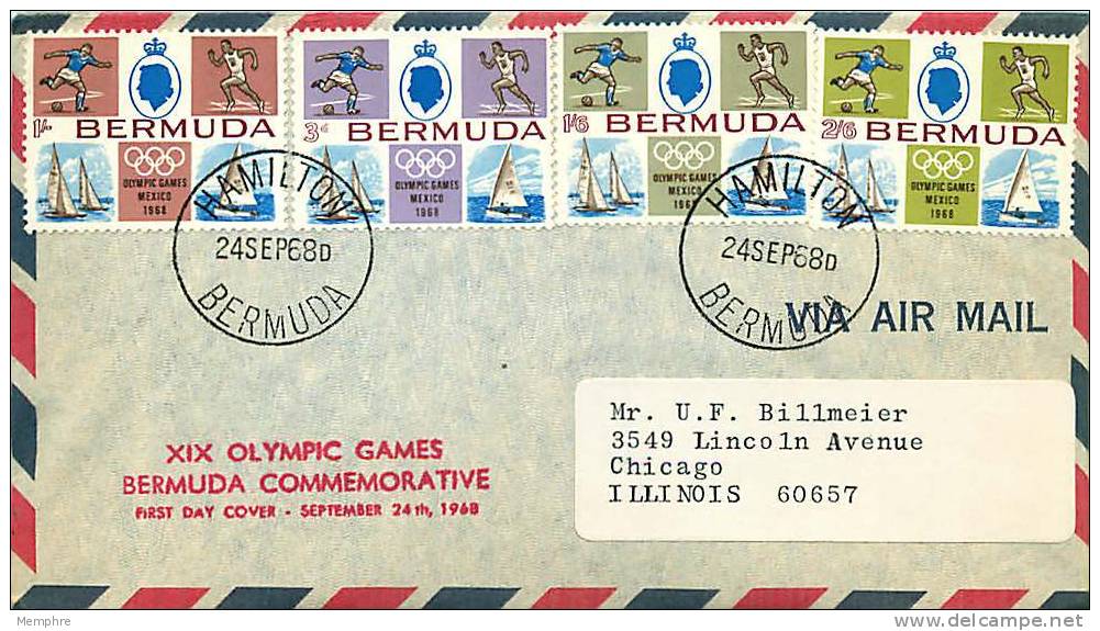 1968  Mexico Olympic Game  Complete Set On FDC - Bermudes