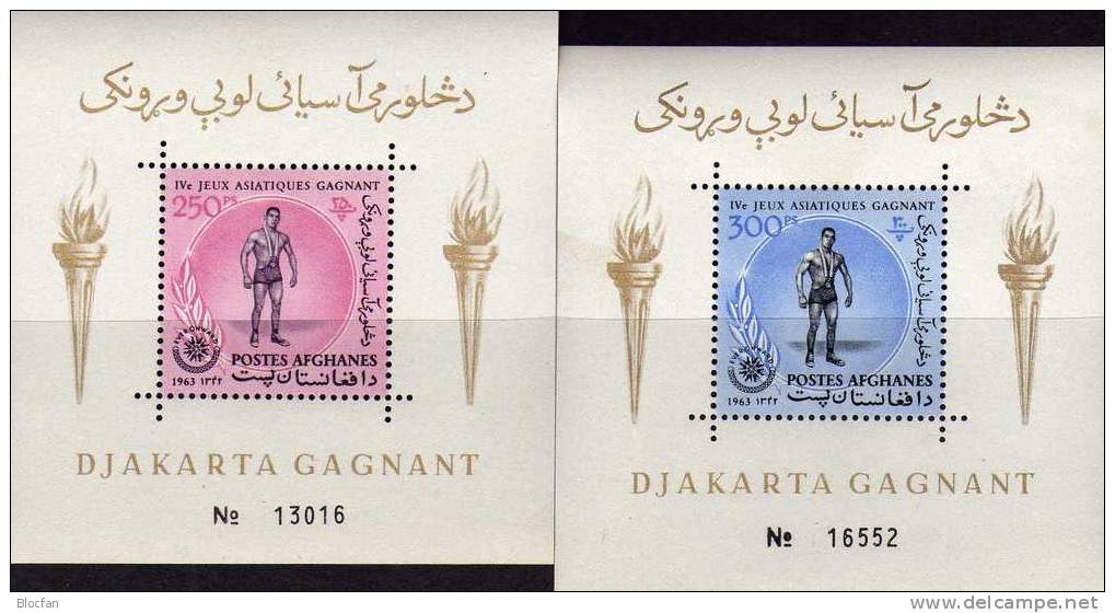 Olympische Sportspiele 1963 Afghanistan Block 43+44 ** 9&euro; Sieg Im Ringen Hoja Sport Bloc Olympic Sheets Bf Afghanes - Summer 1964: Tokyo