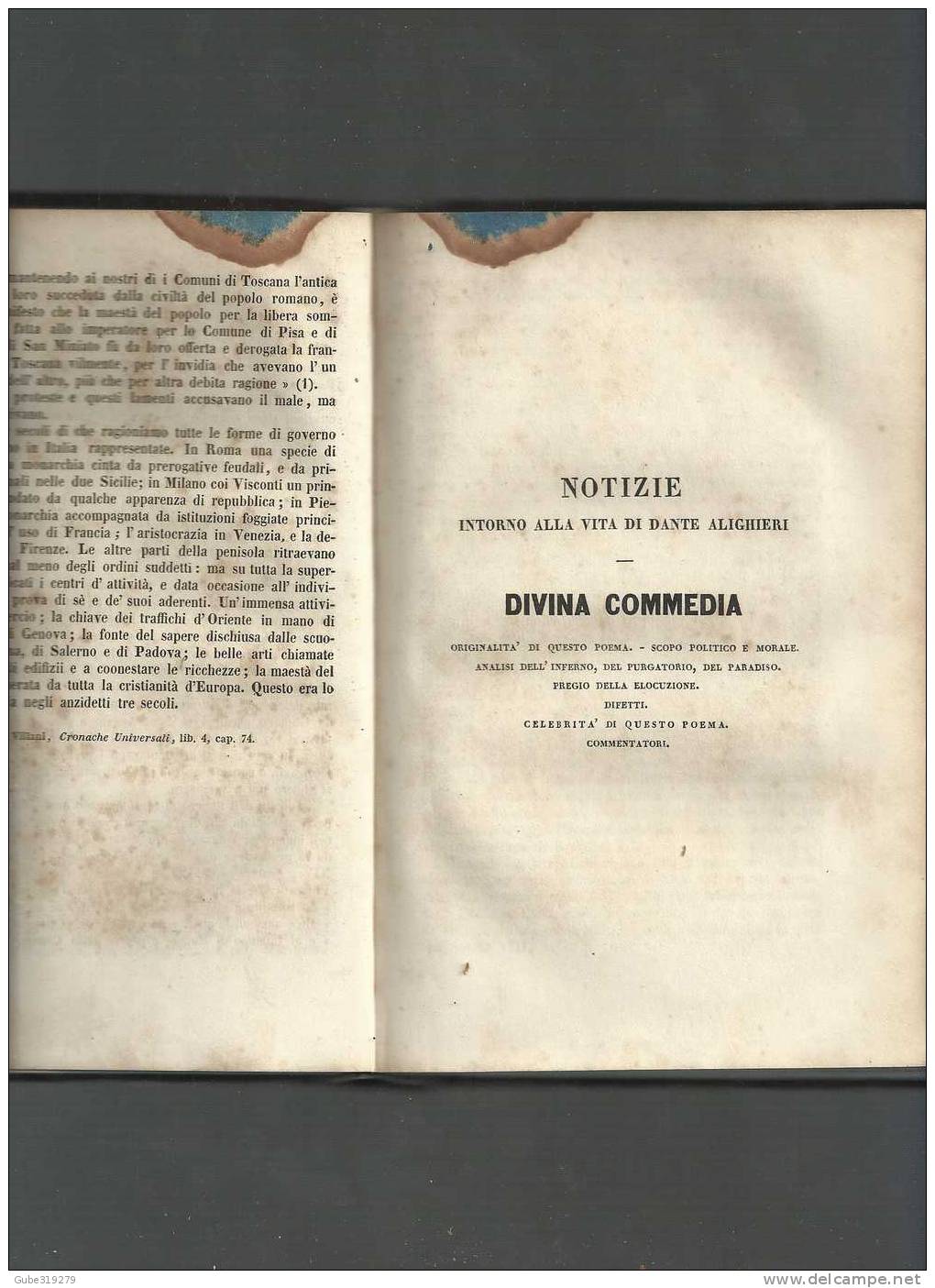 ANNO 1843 -REF 6 - POESIE LIRICHE DI DANTE ALIGHIERI-FLORILEGIO-COMMENTI-STUDI  -TIPOGR.MENICANTI -ROMA - Libros Antiguos Y De Colección