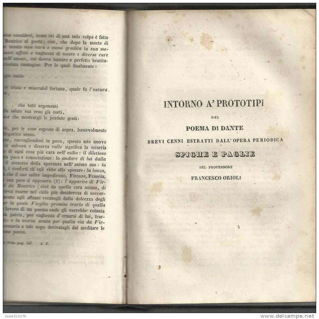 ANNO 1843 -REF 6 - POESIE LIRICHE DI DANTE ALIGHIERI-FLORILEGIO-COMMENTI-STUDI  -TIPOGR.MENICANTI -ROMA - Libri Antichi