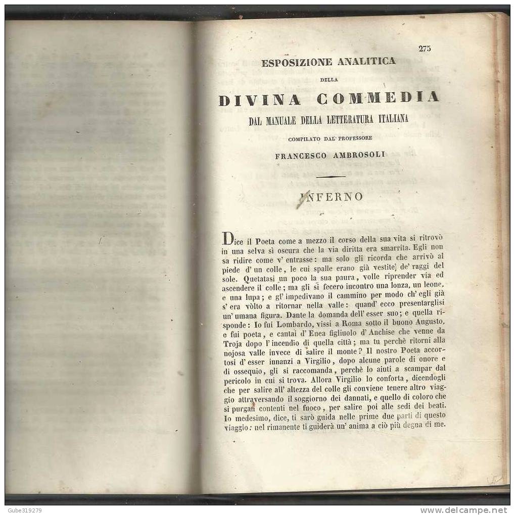 ANNO 1843 -REF 6 - POESIE LIRICHE DI DANTE ALIGHIERI-FLORILEGIO-COMMENTI-STUDI  -TIPOGR.MENICANTI -ROMA - Libros Antiguos Y De Colección