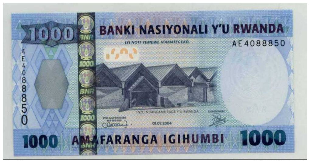 O. RWANDA : 1000 Frcs 2004 (unc) - Rwanda