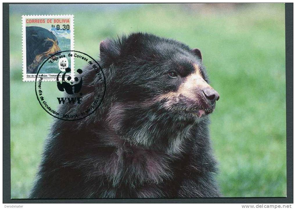 Spectacled Bear. Der Brillenbar. Bril Beer. Ours. Tremarctos Ornatus.Maximum Card Bolivia 1991. WWF. Oso De Los Anteojos - Bears