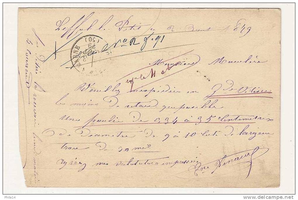 CARTE POSTALE CAD SAINT BLIN /  HAUTE MARNE / 2 AOUT 1876 / BOITE RURALE IDENTIFIEE LIFFOL LE PETIT - 1877-1920: Période Semi Moderne