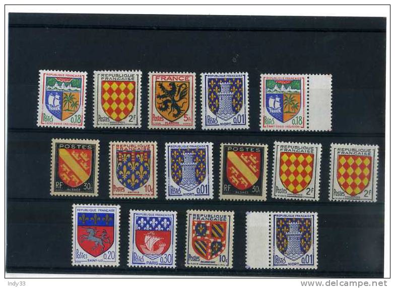 - FRANCE . ARMOIRIES ET BLASONS . NEUFS SANS CHARNIERE - 1941-66 Armoiries Et Blasons