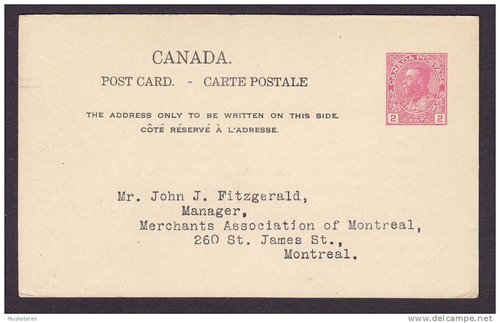 Canada Postal Stationery Ganzsache Entier Carte Postale Post Card King George V. - 1903-1954 Reyes