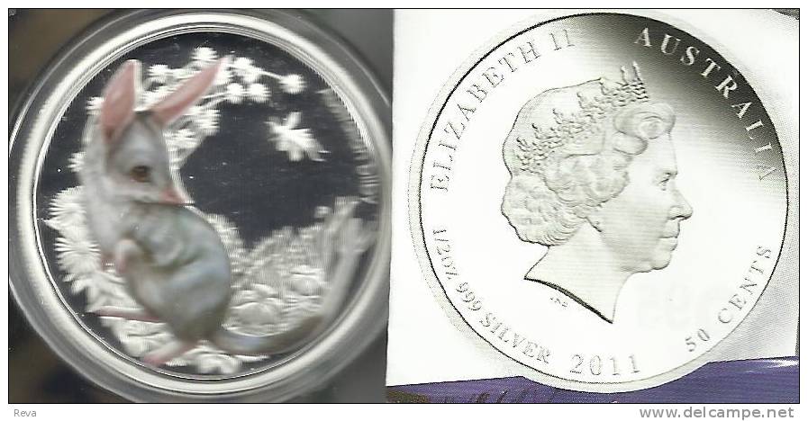 AUSTRALIA 50 CENTS BUSH BABIES SERIES ANIMAL QEII HEAD1YEAR TYPE 2011 NR SILVER 1/2Oz PROOF READ DESCRIPTION CAREFULLY!! - Other & Unclassified