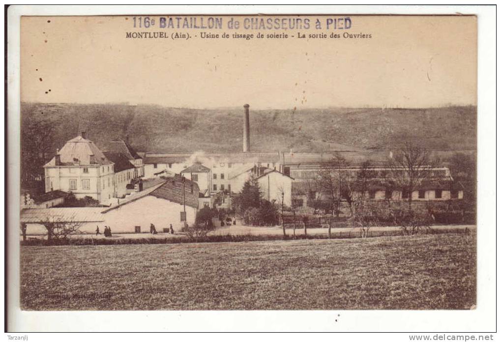 CPA De Montluel (Ain 01): Usine De Tissage De Soierie. La Sortie Des Ouvriers - Montluel