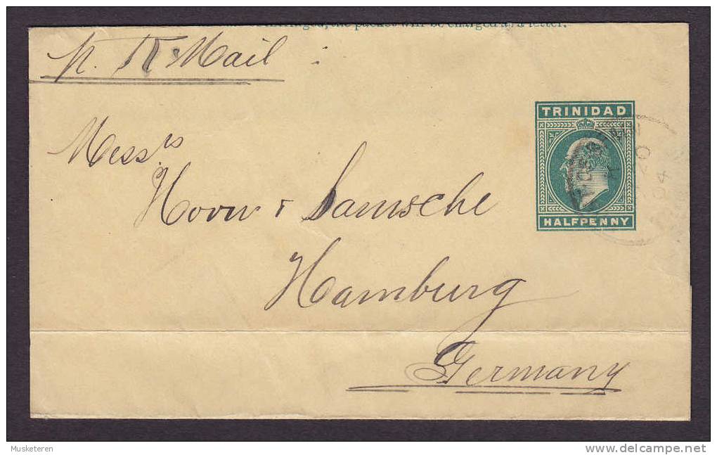 Trinidad Postal Stationery Ganzsache Entier Streifband Wrapper R-Mail PORT OF SPAIN 1904 To Hamburg King Edward VII. - Trinidad Y Tobago