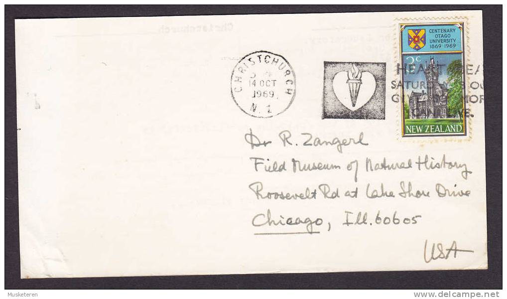 New Zealand Sedimetation Laboratory CHRISTCHURCH 1969 Card To Museum Of Natural History Chicago USA (2 Scans) - Brieven En Documenten
