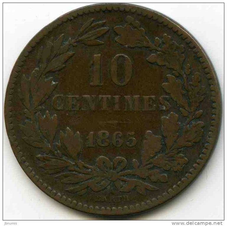 Luxembourg 10 Centimes 1865 A KM 23.2 - Lussemburgo