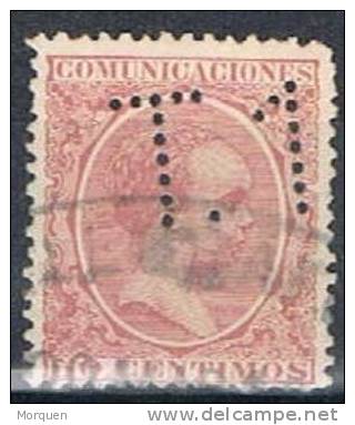 España 50 Cts Alfonso XIII Telegrafos, Perforado T1, Num 224 T  º - Used Stamps