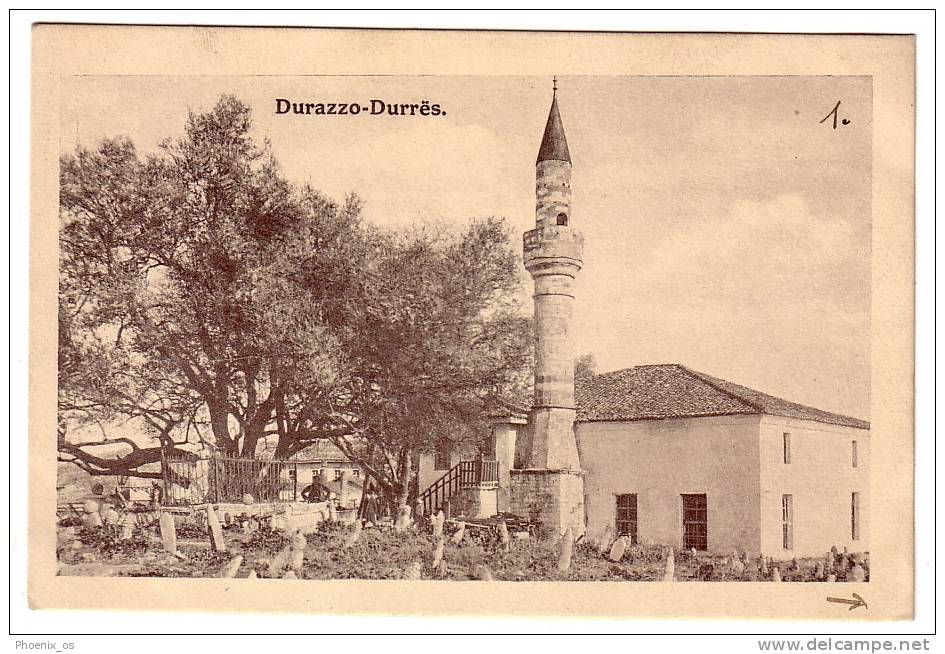 ALBANIA - Durrës, Durazzo, Mosque And Cemetery, Xhamija Varoshit, Moschee, Mosque, Year 1917 - Albania