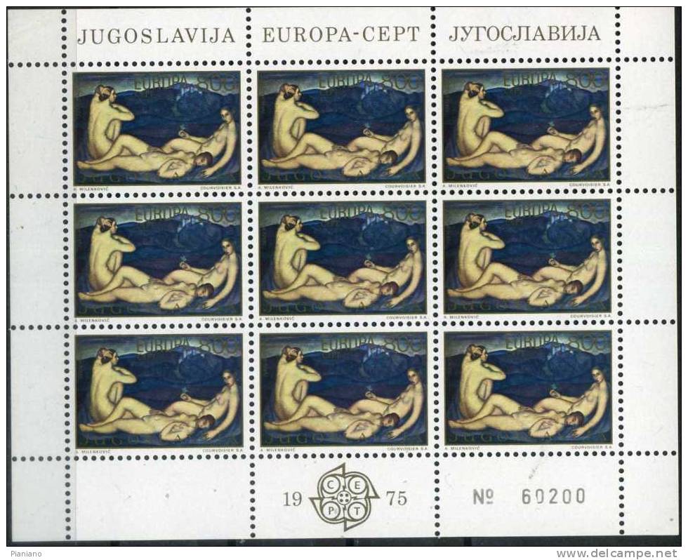 PIA - JUGOSLAVIA - 1975 : Europa - (Yv 1479-80 X 9) - Hojas Y Bloques