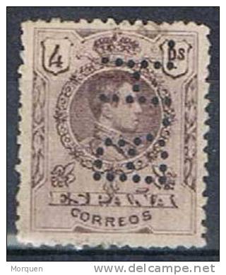 España 4 Pts Alfonso XIII Medallon, Perforado Comercial B.H. Num 279 º - Usados