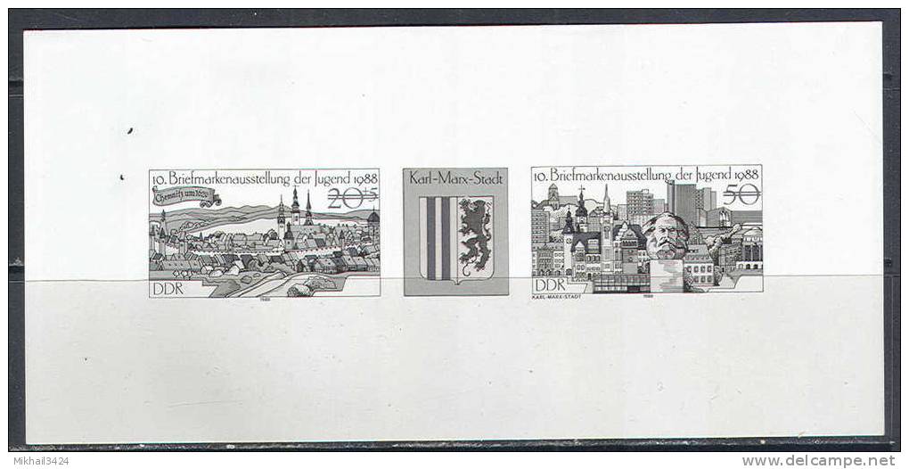 M2782 Marx Arms 1988 DDR Proof Essay S/s MNH ** Imperf Imp - Unused Stamps