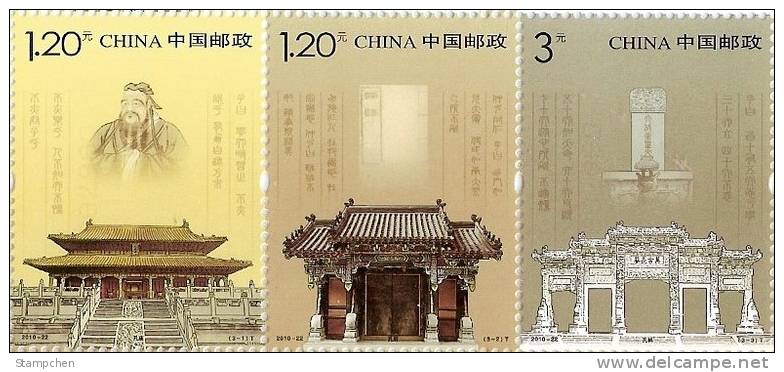 China 2010-22 Temple, Mansion And Cemetery Of Confucius Stamps Book Teacher Famous Chinese - Other & Unclassified