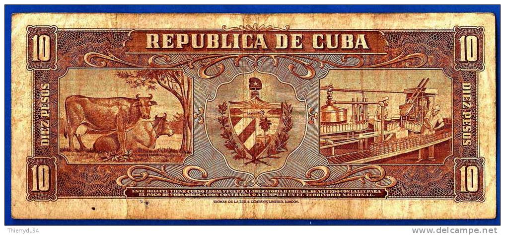 Cuba 10 Pesos 1958 Cespedes Peso Centavos Centavo Caraibe - Cuba