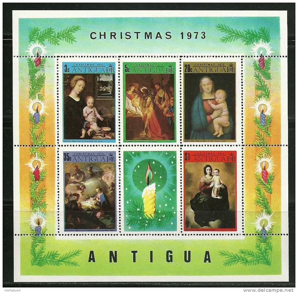 Antigua     "Christmas 1973-Paintings"      Souvenir Sheet     SC# 320a  MNH** - Christmas