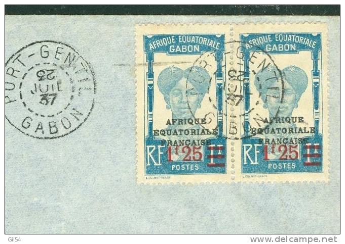 Lettre De Port Gentil ( Gabon) Pour Paris , Dallay N°108 X 2 SUR LETTRE Oblitéré Juillet 1937  -  Phi7301 - Andere & Zonder Classificatie