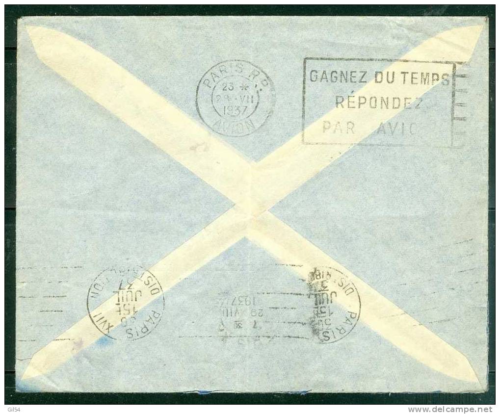 Lettre De Port Gentil ( Gabon) Pour Paris , Dallay N°108 X 2 SUR LETTRE Oblitéré Juillet 1937  -  Phi7301 - Andere & Zonder Classificatie