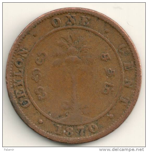 Ceylon   1   Cent   KM#92   1870 - Sri Lanka