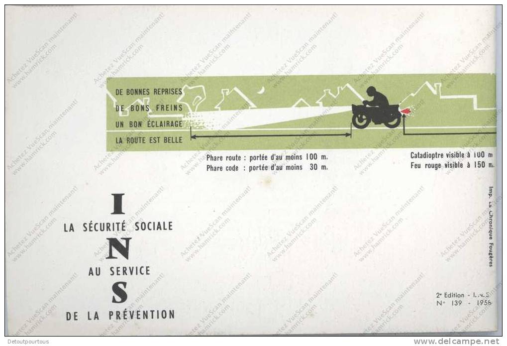 2 Roues 1 Moteur INS Sécurité Sociale Au Service De La Prévention 1956 32 Pages - Transports