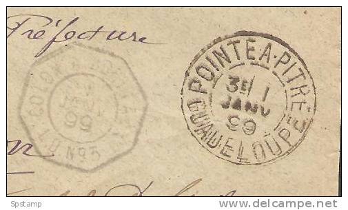 Guadeloupe Jan 1899 Cover Point A Pitre To France - Colon A Bordeaux Ligne D 3 Cds - Storia Postale