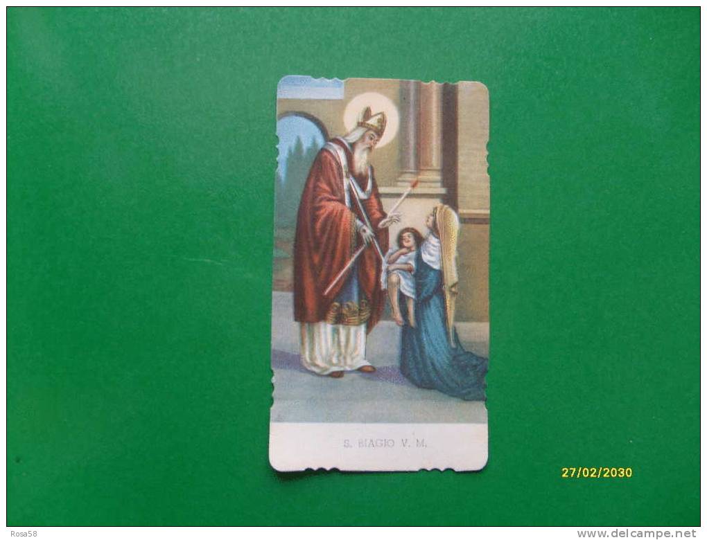 Holy Card SANTINO Epoca 1930 S.BIAGIO V.M. Policroma Formato Cm 5,7 X Cm 10,3 Sagomato - Santini