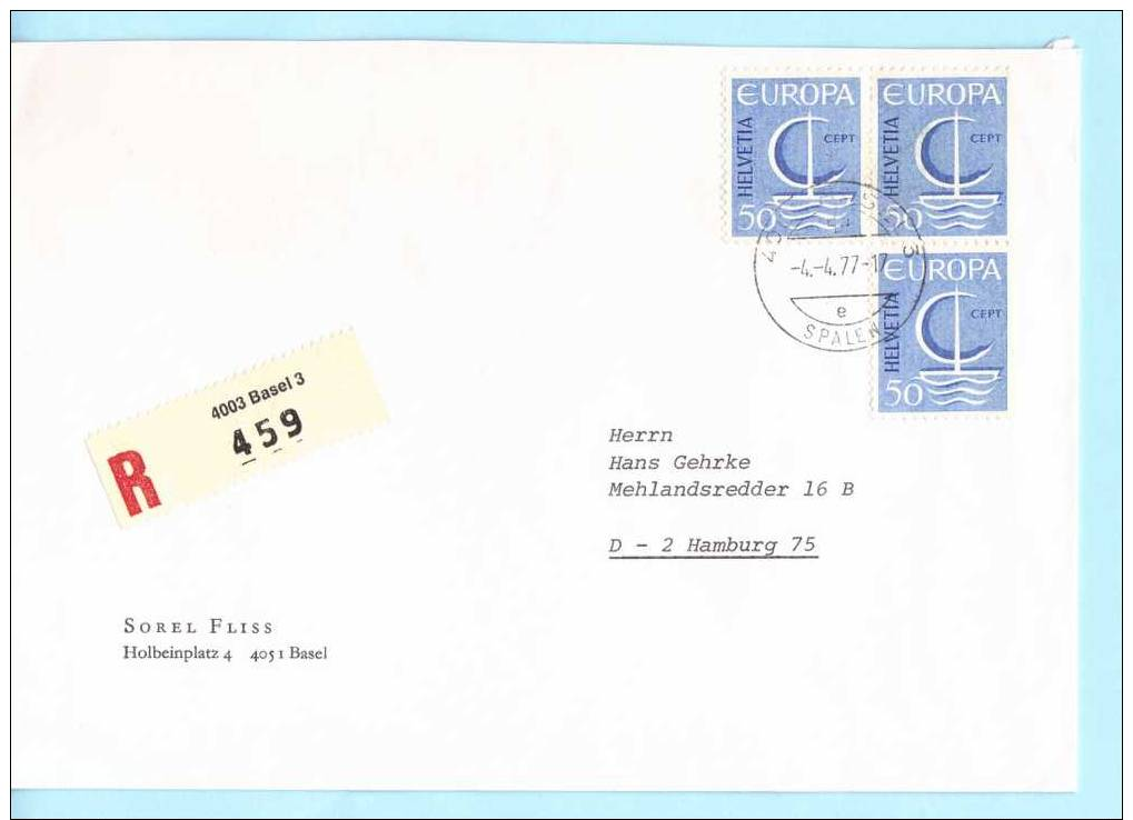 SCHWEIZ SWITZERLAND SUISSE R- Brief Registered Cover Lettre 4003 Basel 3 - 844 (3er) Europa Cept (14460) - Lettres & Documents