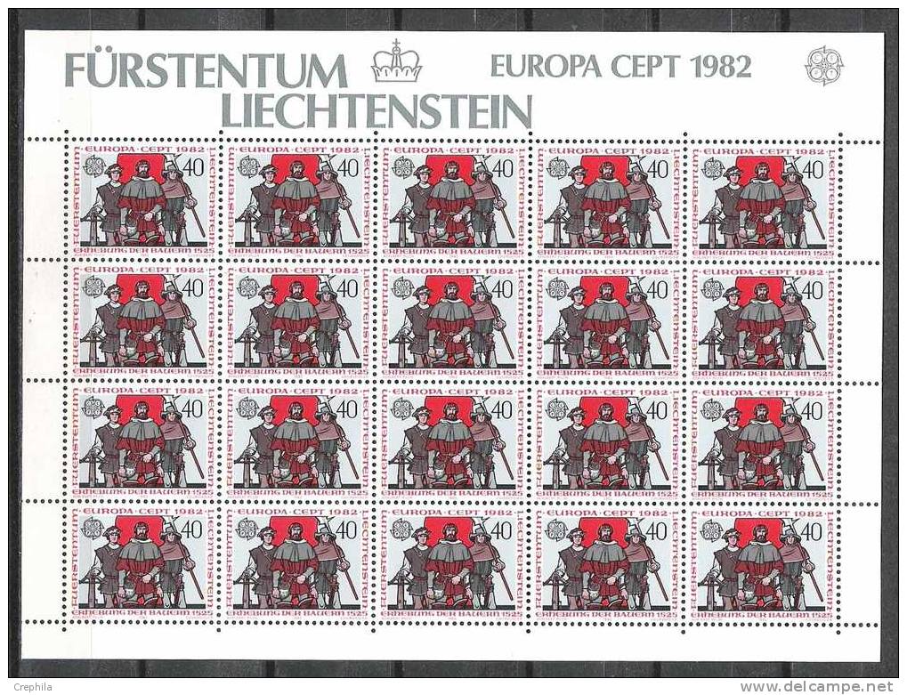 Liechtenstein - 1982 - Y&T 732 (feuillet De 20) - Neuf ** - Ungebraucht