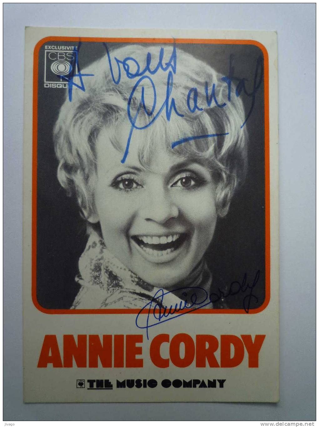 Bel  AUTOGRAPHE  D'Annie  CORDY  Sur Photo - Autogramme