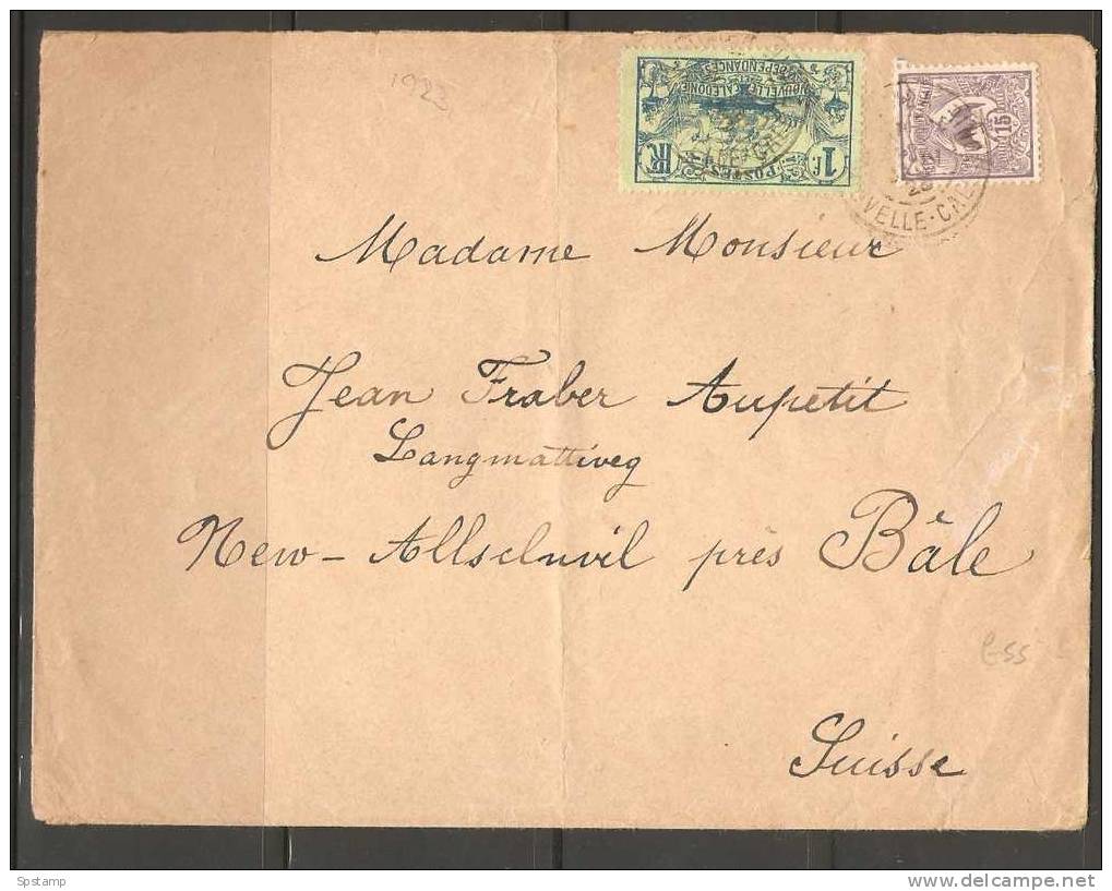 New Caledonia 1925 Clean Cover Noumea To New Allschivil Switzerland 1Fr15 Franking - Covers & Documents