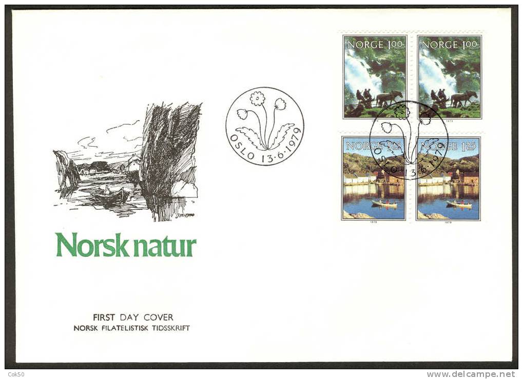 NORWAY FDC 1979 «Norw. Nature, Booklet Pairs». Perfect, Cacheted Unadressed Cover - FDC