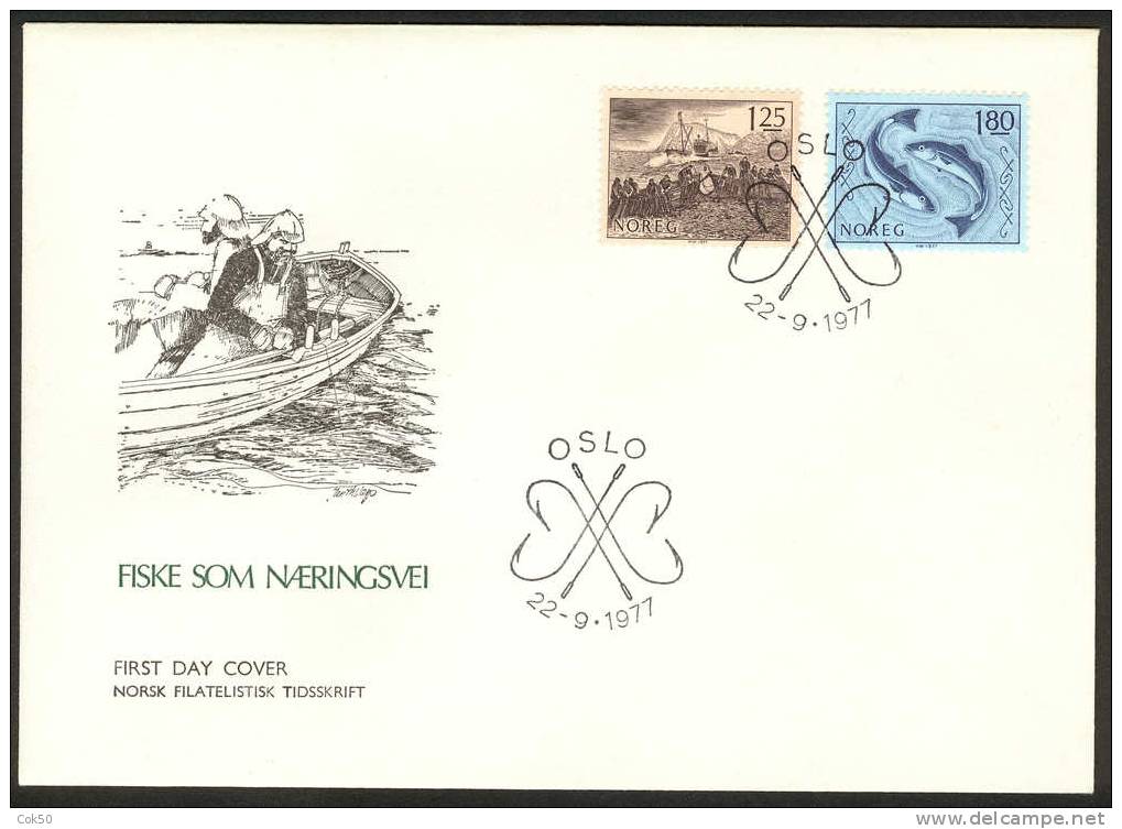 NORWAY FDC 1977 «Fishing». Perfect, Cacheted Unadressed Cover - FDC