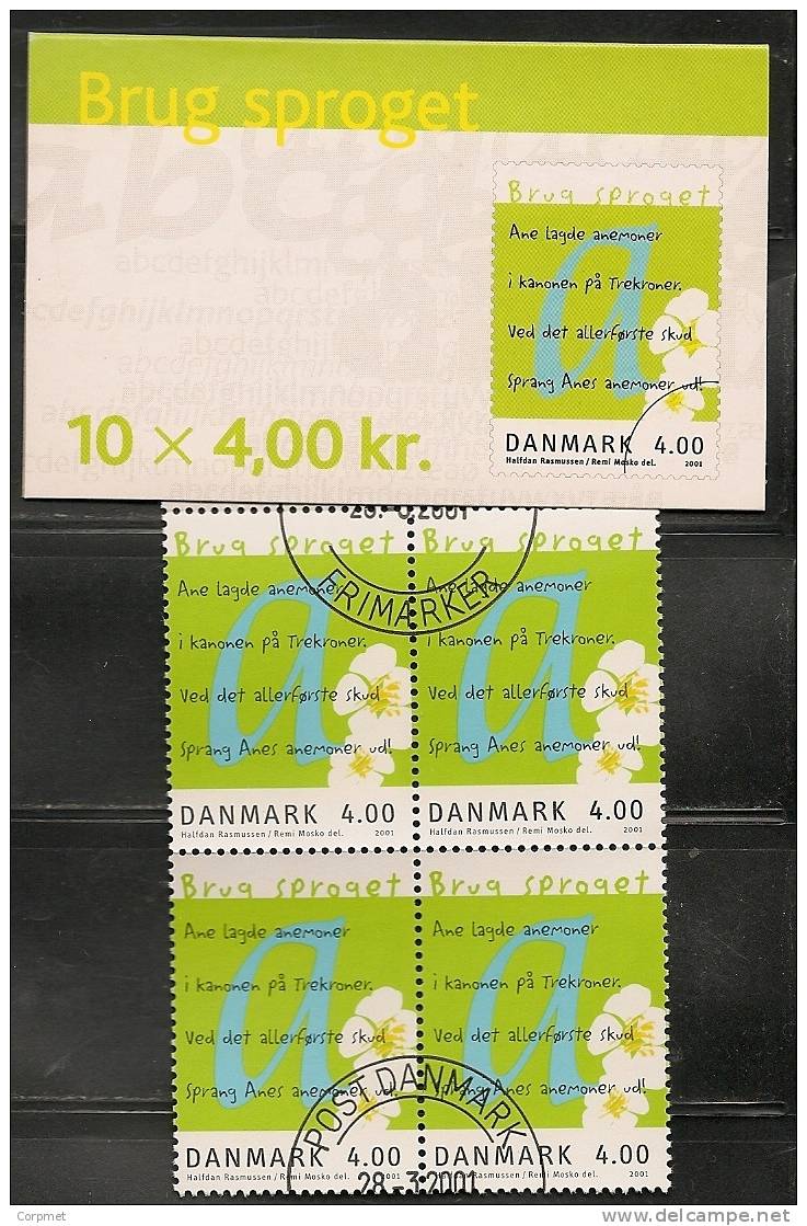 DENMARK -VF 2001 CANCELLED With First Day  ANÉE EUROPÉENNE Des LANGUES Complete CARNET - Yvert # C1278 - 10 Stamps - Booklets