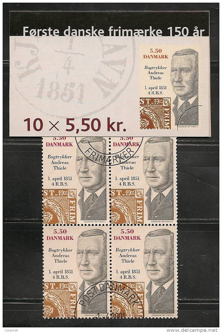 DENMARK -STAMPS On STAMPS VF 2001 CANCELLED With First Day  TIMBRE-POSTE  Complete CARNET - Yvert # C1275 - 10 Stamps - Postzegelboekjes