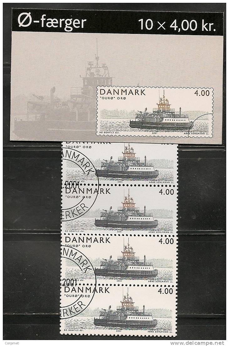 DENMARK - SHIPS - FERRIES - VF 2001 CANCELLED With First Day Complete CARNET - Yvert # C1295 - 10 Stamps - Carnets