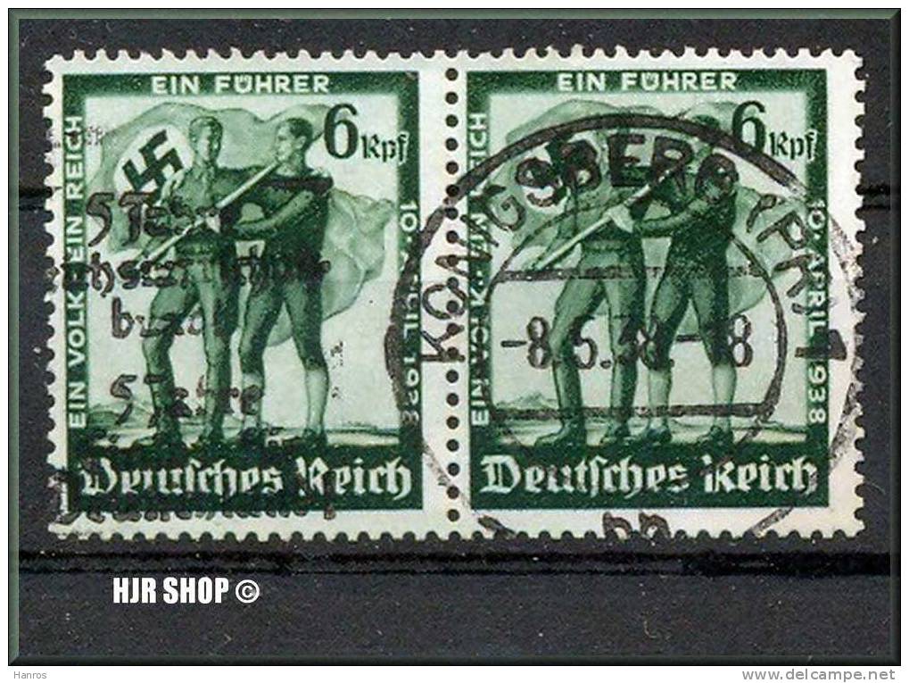 1938, 8. April, Volksabstimmung In Österreich, 662, 6 Pf, Doppelt, - Gebraucht