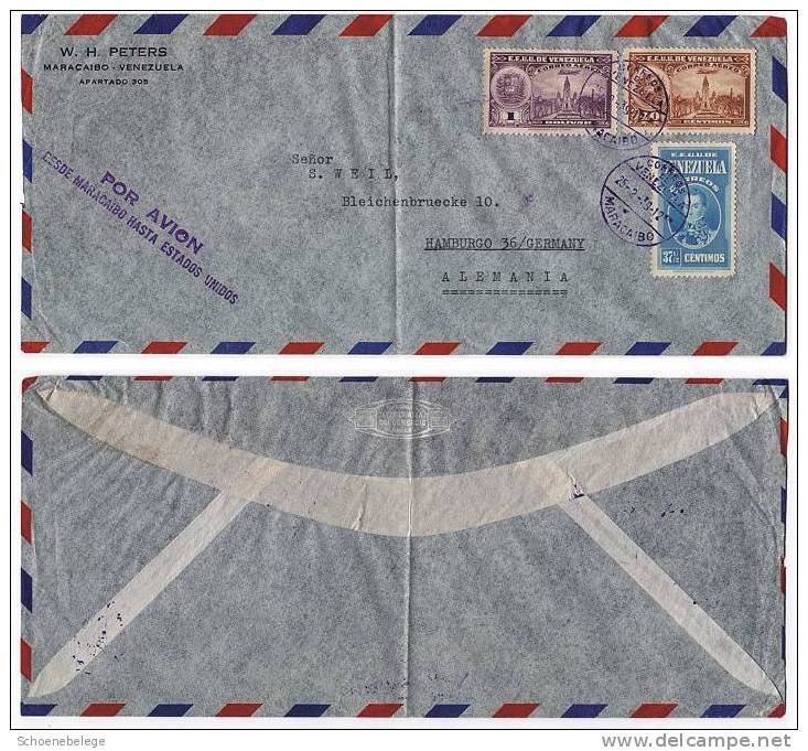 A671) Venezuela Brief Von Maracaibo 25.2.1939 Nach Hamburg - Venezuela