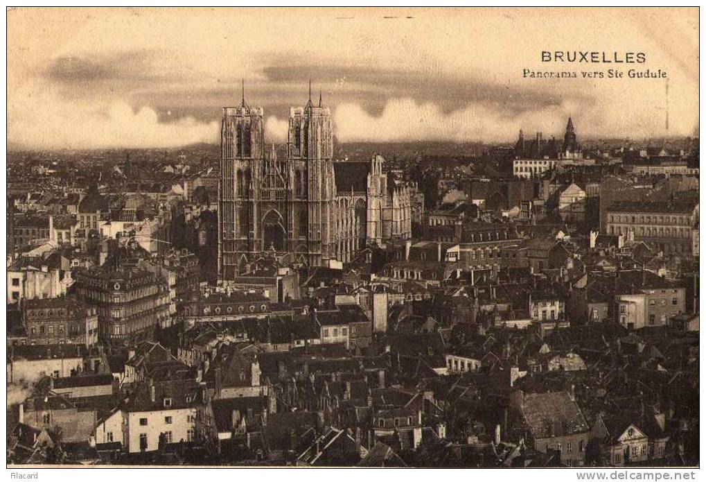 14339    Belgio,  Bruxelles,   Panorama  Vers  Ste.  Gudule,  VG  1912 - Viste Panoramiche, Panorama