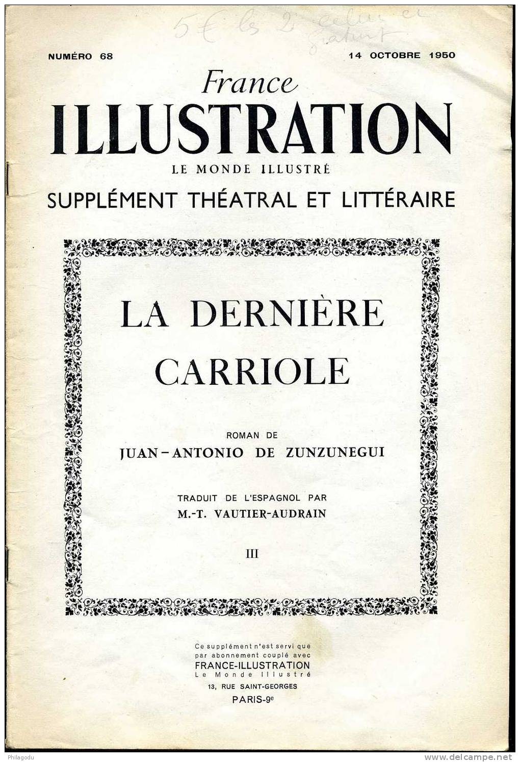 La Dernière Carriole 1950  Roman De Zunzunegui - 1900 - 1949