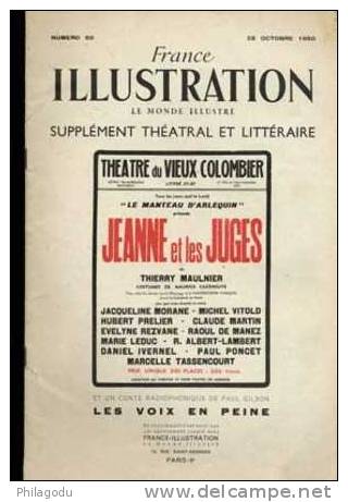 Jeanne Et Les Juges  + Voix En Peine   Supplément Théatral De France Illustration   Octobre 1950 - French Authors