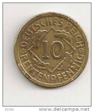 PIECE DE 10 PFENNIG D'ALLEMAGNE DE 1924 G - 10 Rentenpfennig & 10 Reichspfennig