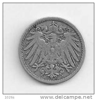 PIECE DE 5 PFENNIG D'ALLEMAGNE DE 1907 D - 5 Pfennig