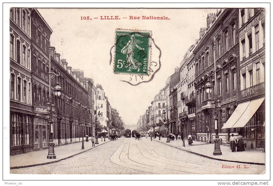 FRANCE - Lille, National Street, Tram, Year 1909 - Lillers