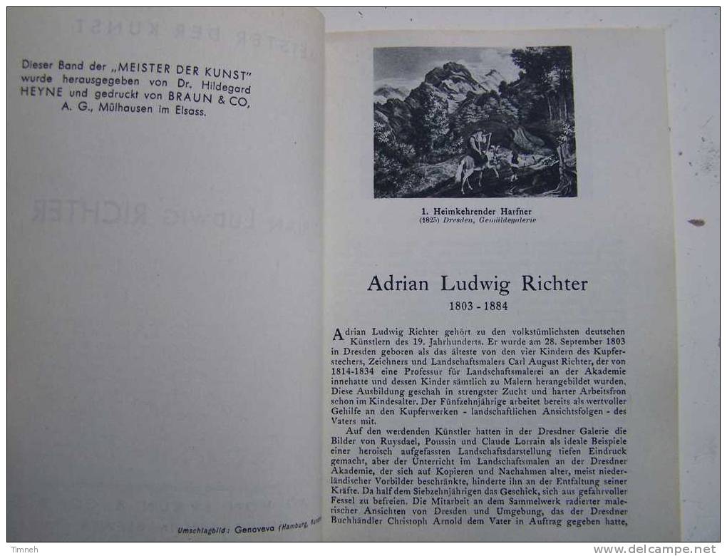 Adrian Ludwig RICHTER Meister Der Kunst Verlag BRAUN§CO Mülhausen Im Elsass - Peinture & Sculpture