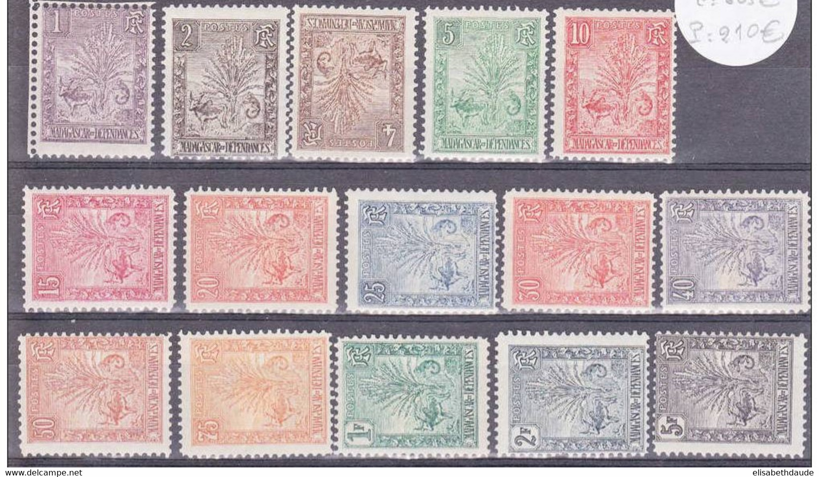 MADAGASCAR - 1903 - SERIE ZEBU - YVERT N° 63/77 * MH - COTE 2022 = 700 EUR - Grosses Charnières (77 TTB) - Ongebruikt