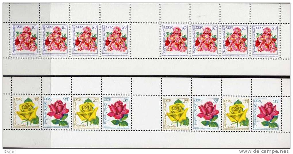 Bergers- Izetka- Knöll-Rosen 1972 DDR 1778/0 MHB 14/5A Plus HBg. A14/5 ** 153€ IGA Rosen Für Hefte Sheetlet From Germany - Se-Tenant