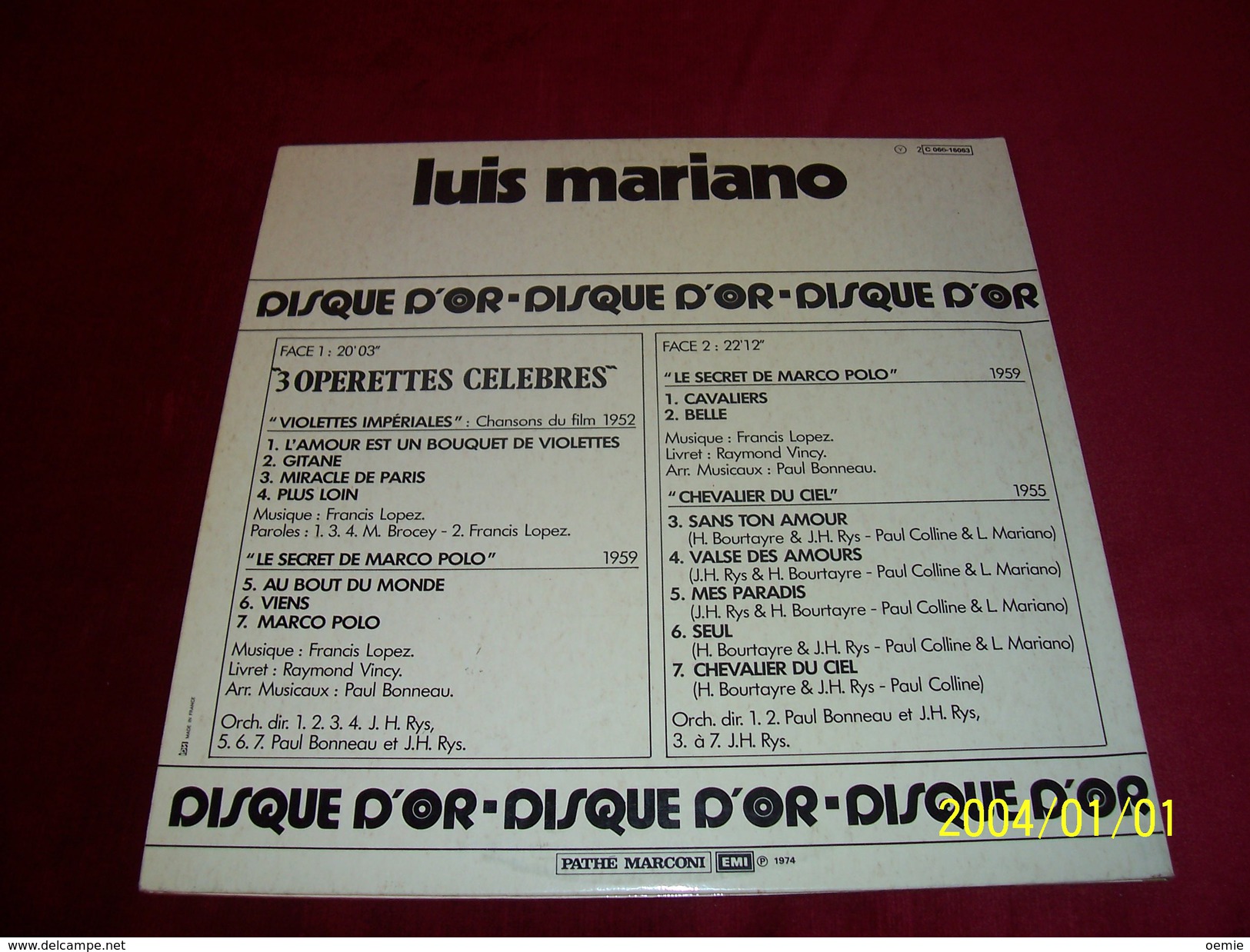 LUIS  MARIANO  °  DISQUE  D' OR - Autres - Musique Espagnole